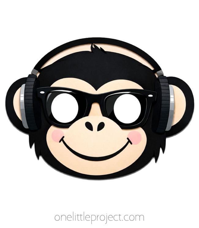 Monkey Mask Monkey mask wearing glasses and headphones