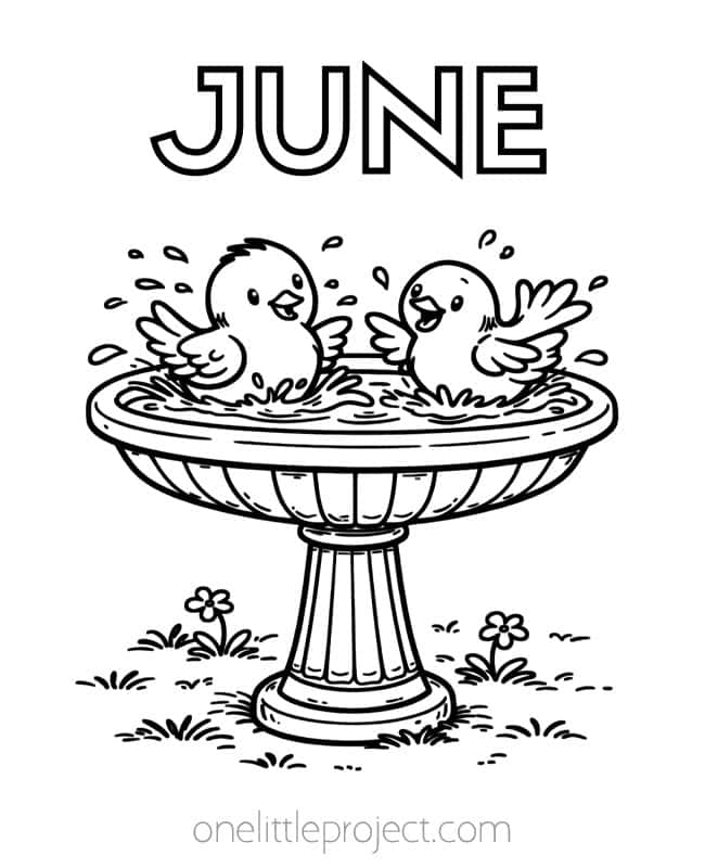 June Coloring Sheets June Coloring Sheets - birds in a birdbath