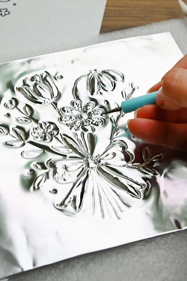 Metal Embossing Flowers Adding petal details to metal embossed flowers