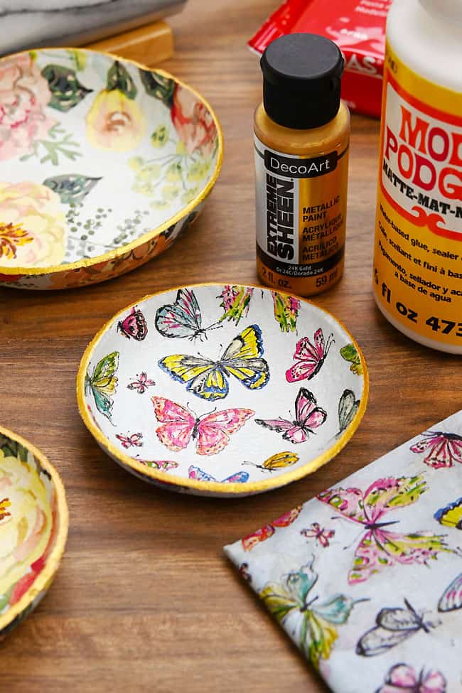 Napkin Transfer Clay Bowls Butterfly pattern napkin transfer clay bowl