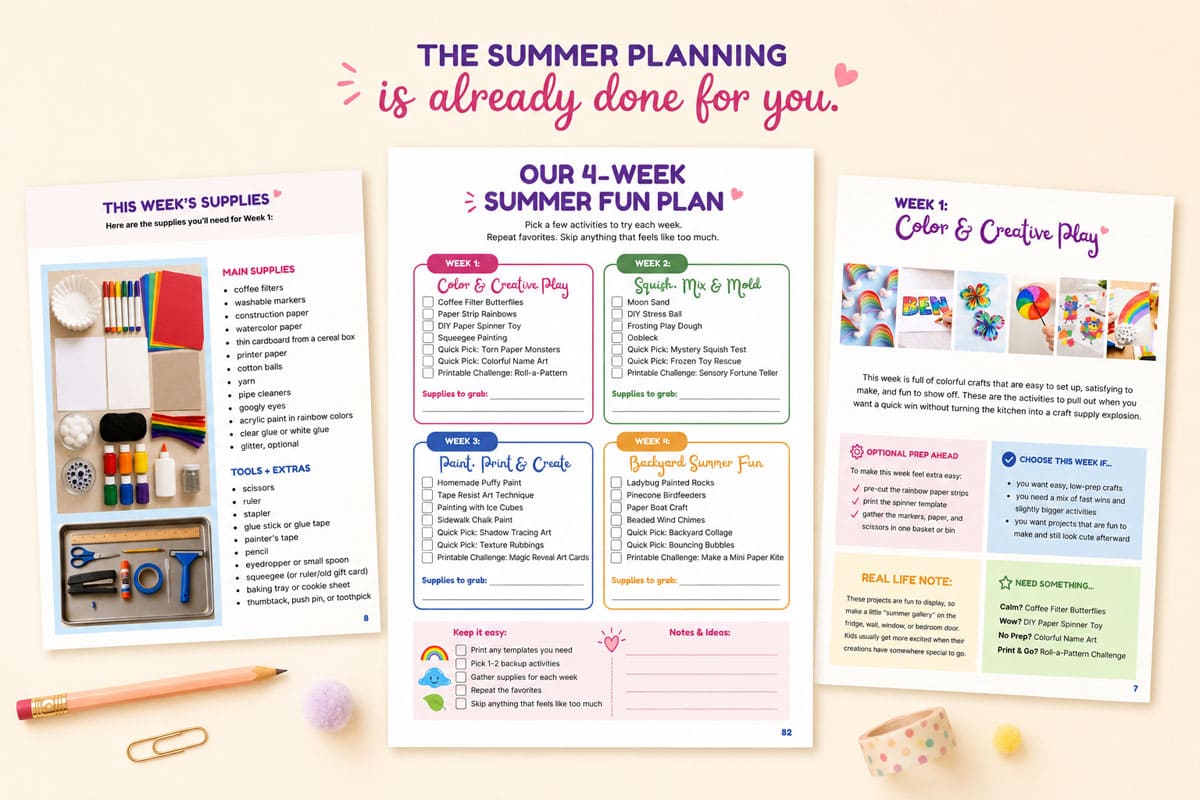 Summer Planning Question The 4-Week Summer Boredom Buster Plan - One Little Project