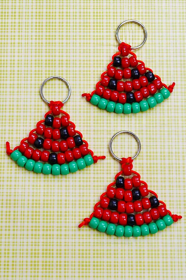 Watermelon Pony Bead Pattern Group of watermelon pony bead keychains