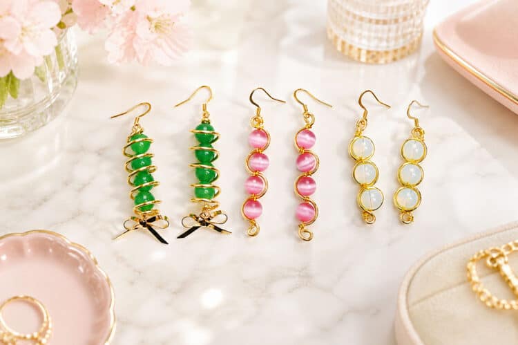 Wire Wrapped Bead Earrings