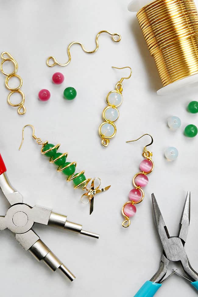 Wire and Bead Earrings Wire and bead earrings with supplies to make them