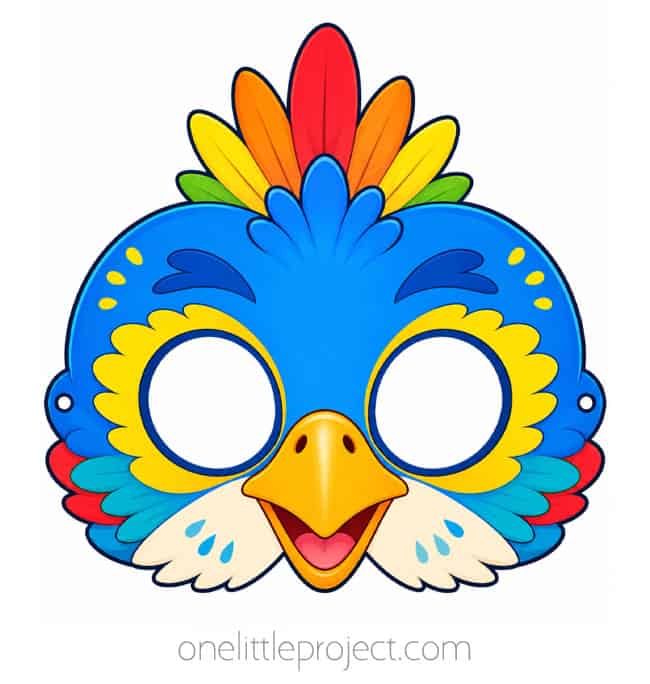 Blue Tropical Bird Mask Blue tropical bird mask printable