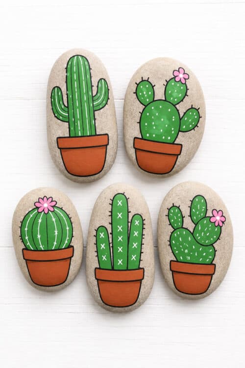 Rock Painting Ideas Cactus Painted Rocks
