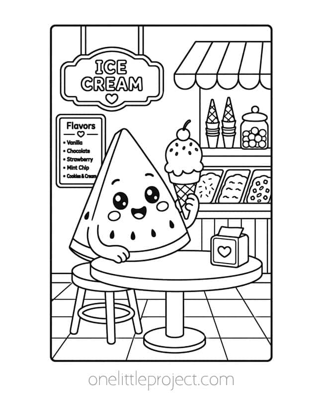 Coloring Pages with Fruit Coloring Pages with Fruit - watermelon slice