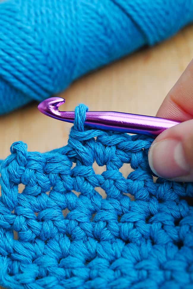 Crochet Increase Stitch A closeup of the crochet increase stitch