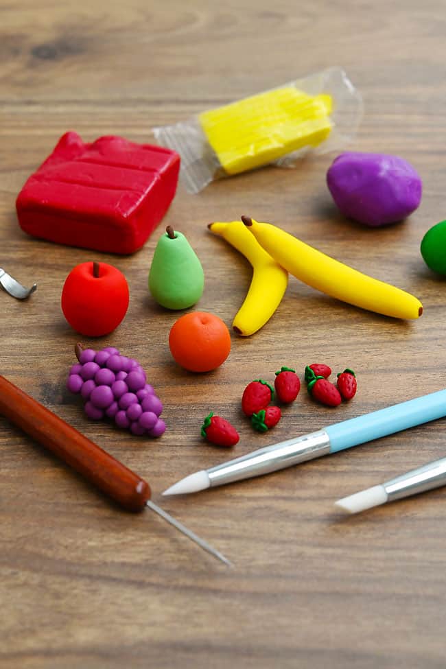 Cute Clay Fruits Clay fruit with craft supplies to make more