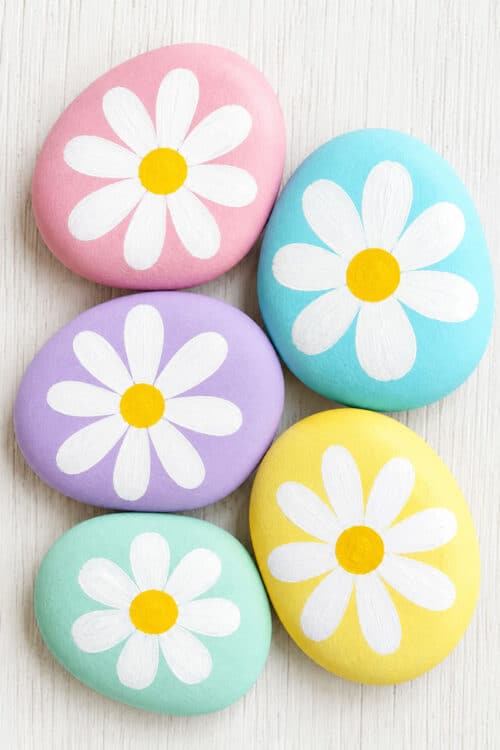 Rock Painting Ideas Daisy Painted Rocks