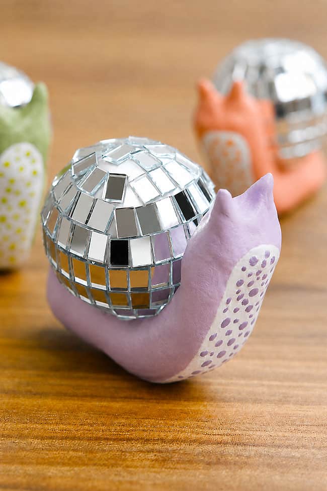 Disco Ball Snail Pastel clay disco snails