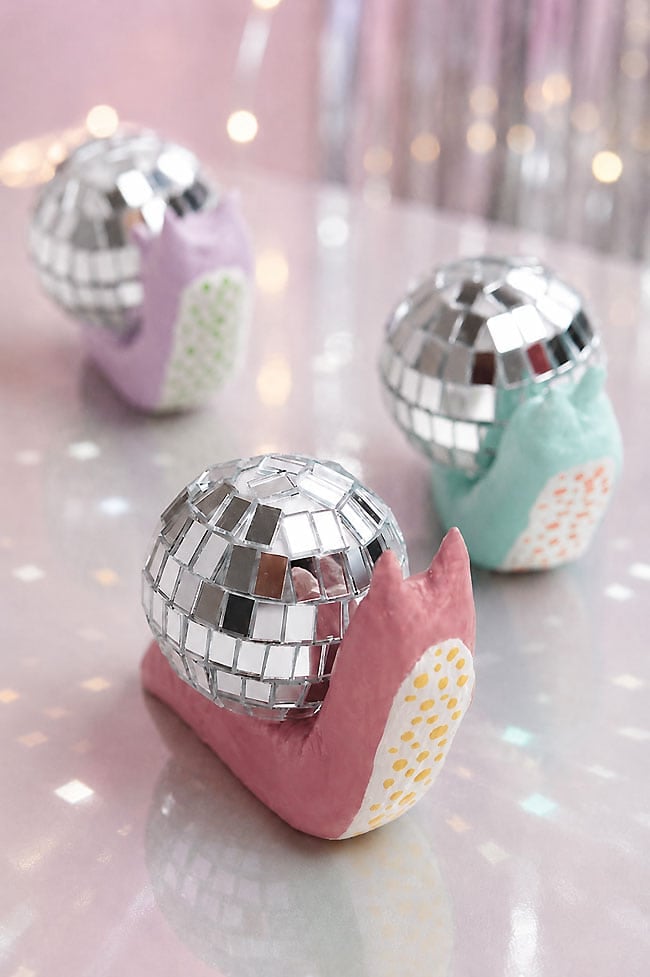 Disco Snails Clay disco snails having a dance party