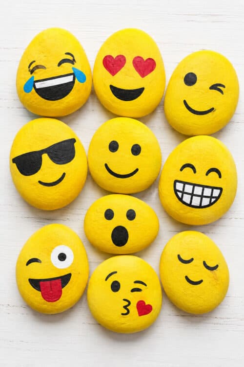 Painted Rocks Ideas Emoji Painted Rocks