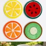Homemade felt fruit coasters