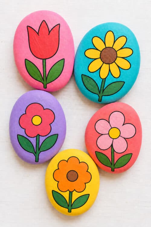 Rock Painting Ideas Flower Painted Rocks