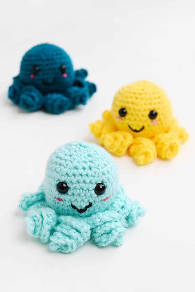 Free Crochet Octopus Pattern Crochet octopuses on a white background