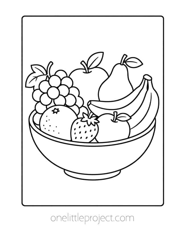 Fruit Bowl Coloring Page Coloring page of a fruit bowl