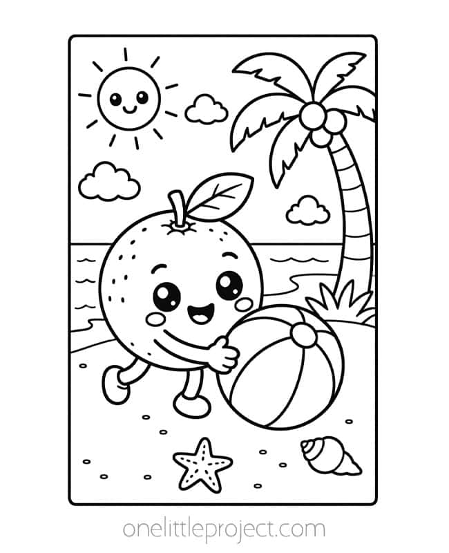 Fruit Coloring Page Fruit Coloring Page - orange