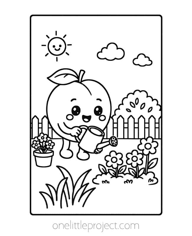 Fruit Coloring Page Fruit Coloring Page - peach