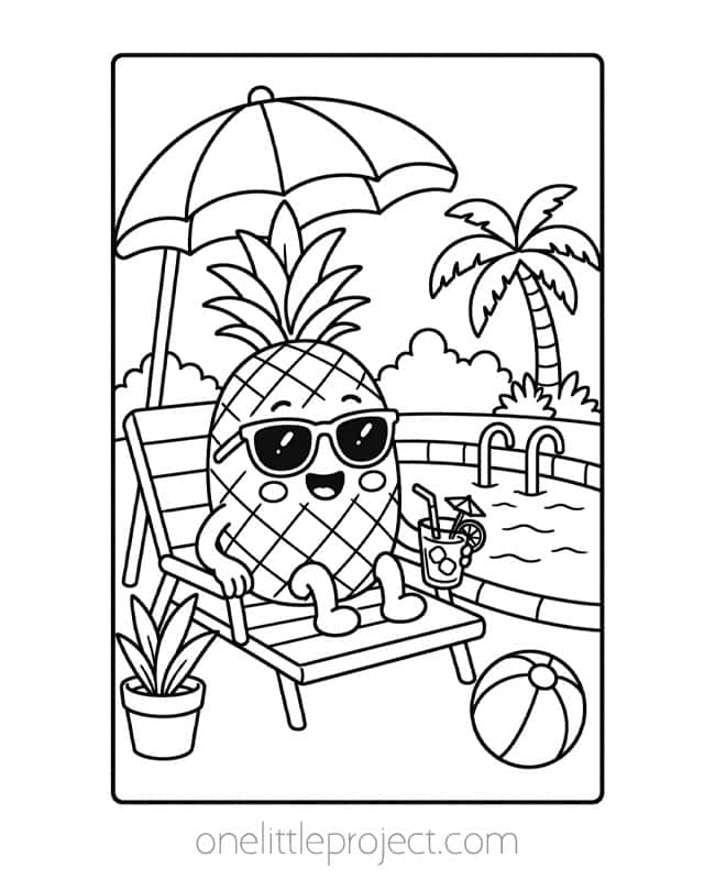 Fruit Coloring Pages Fruit Coloring Pages - pineapple