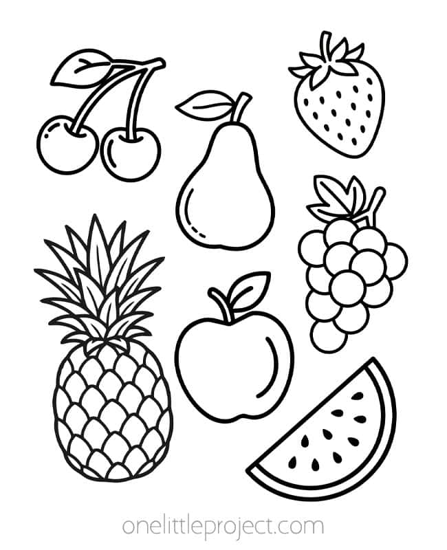 Fruit Coloring Sheets Fruit Coloring Sheets - group of fruits
