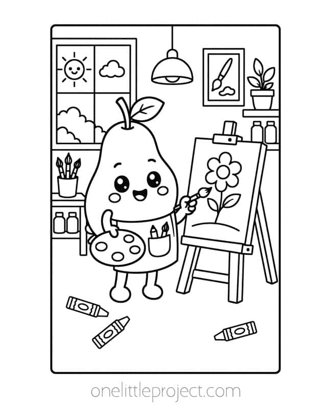 Fruit Coloring Sheets Fruit Coloring Sheets - pear