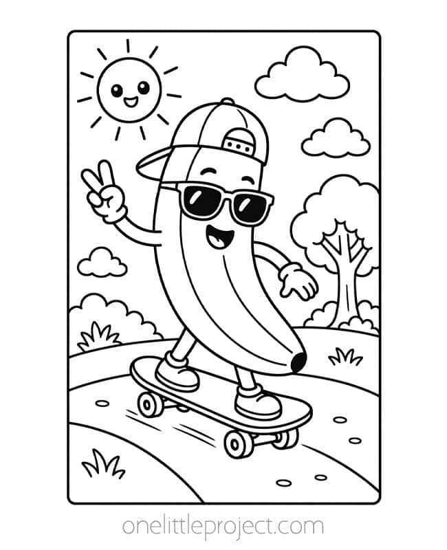 Fruit Coloring Sheets Fruit Coloring Sheets - banana