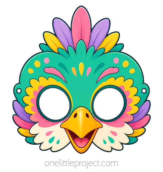 Green Tropical Bird Mask Green tropical bird mask printable