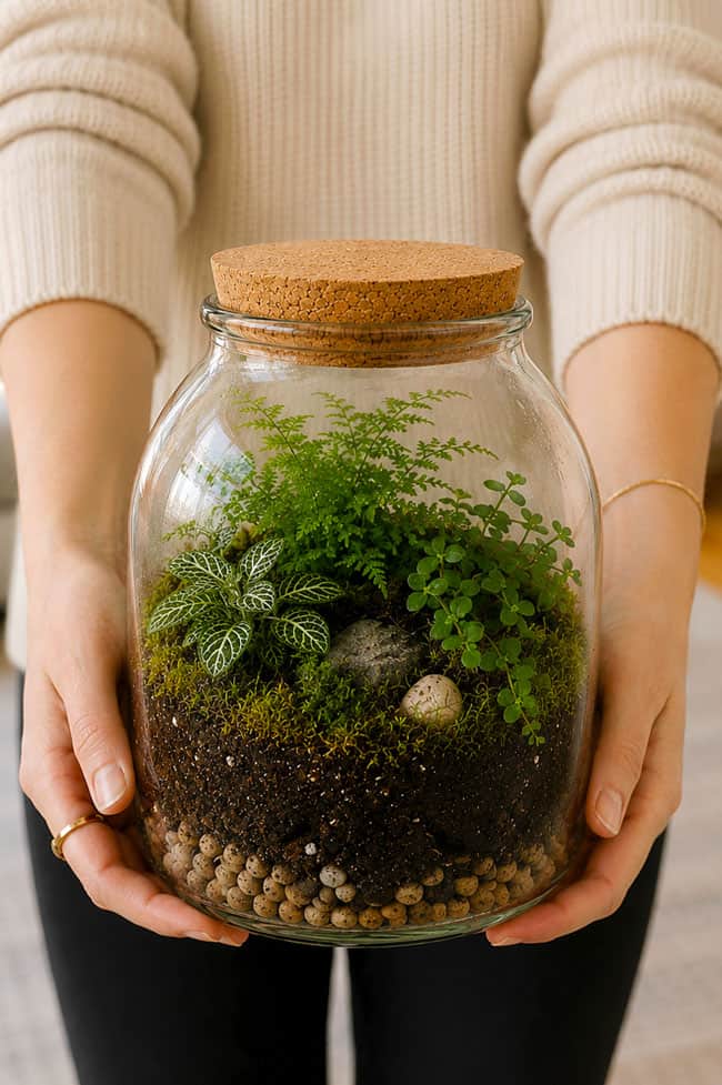 How to Build a Terrarium Holding a closed terrarium