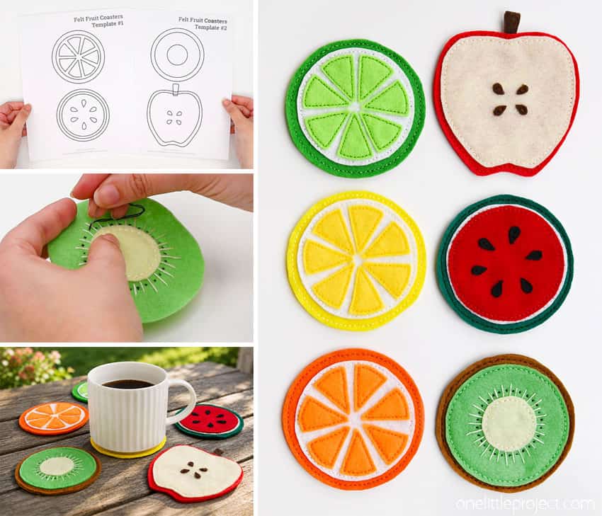 How to Make Felt Fruit Coasters DIY felt fruit coasters