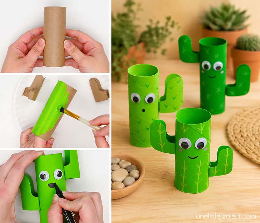How to Make a Paper Roll Cactus DIY toilet paper roll cactus