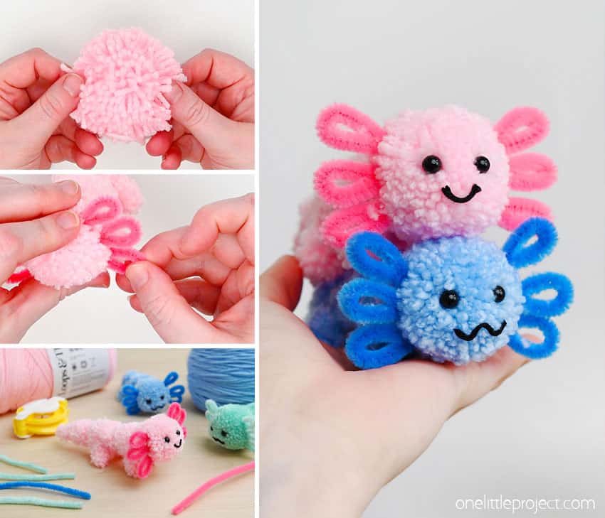How to Make a Pom Pom Axolotl DIY pom pom axolotl