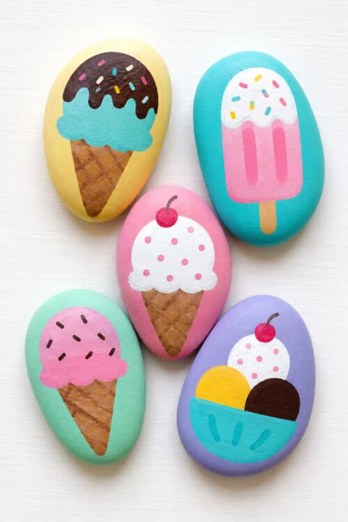Easy Rock Painting Ideas Ice Cream Painted Rocks