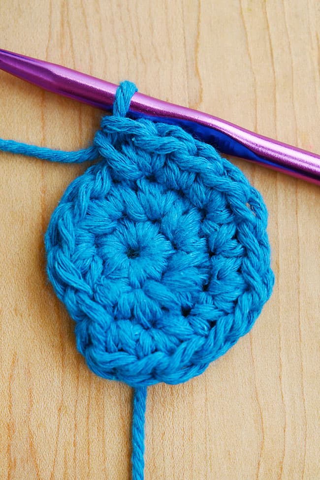 Increase Stitch Crochet Closeup of a crochet circle of increases