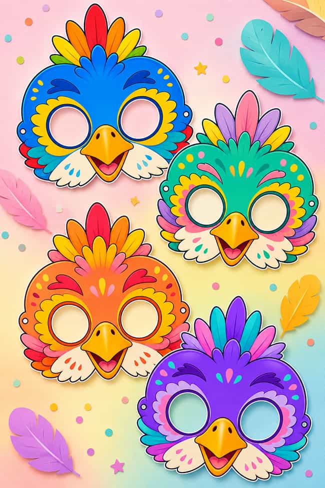 Mask of a Bird Colorful bird mask printables