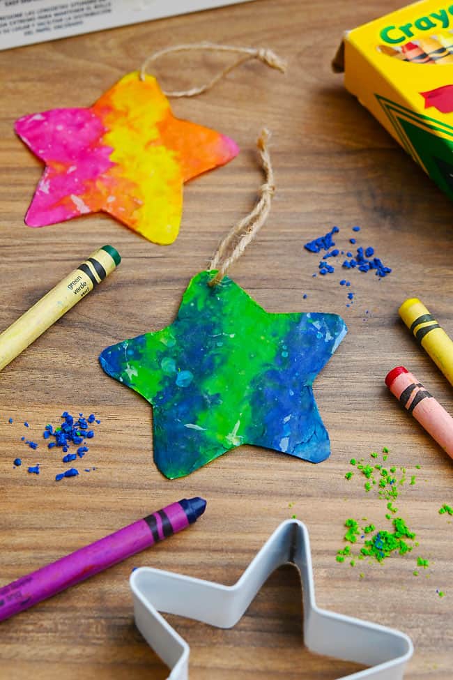 Melted Crayon Suncatcher DIY suncatchers made with melted crayon shavings