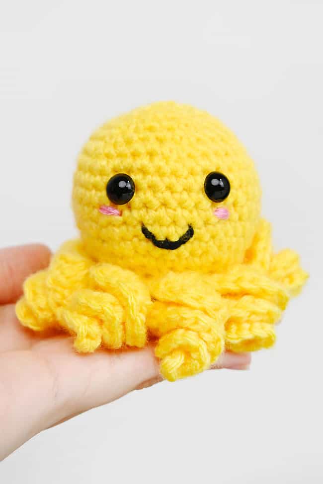 Octopus Crochet Pattern Closeup on a mini octopus crochet toy