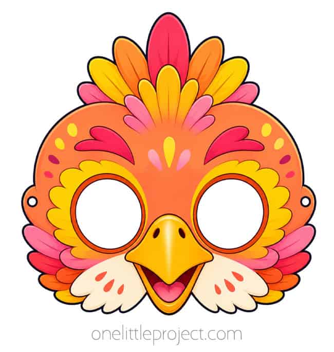 Orange Tropical Bird Mask Orange tropical bird mask printable