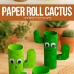 Cute cactus craft made with paper rolls and paint