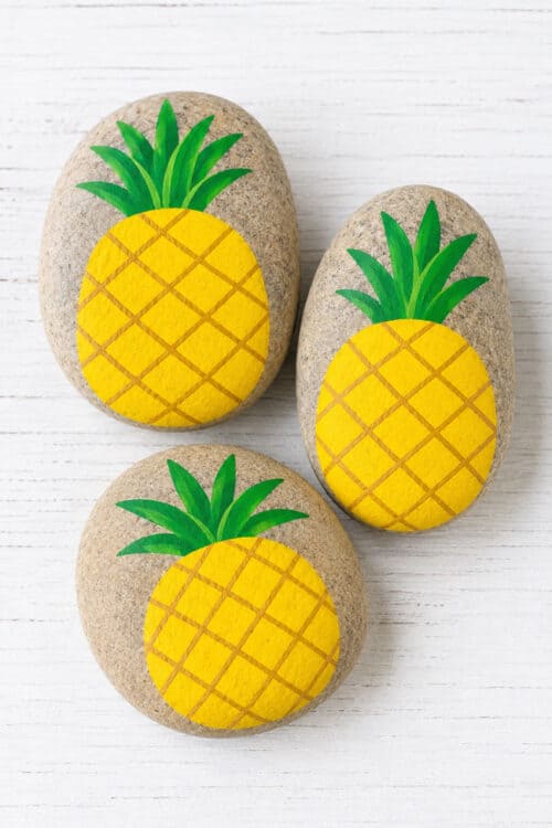 Easy Rock Painting Ideas Pineapple Painted Rocks