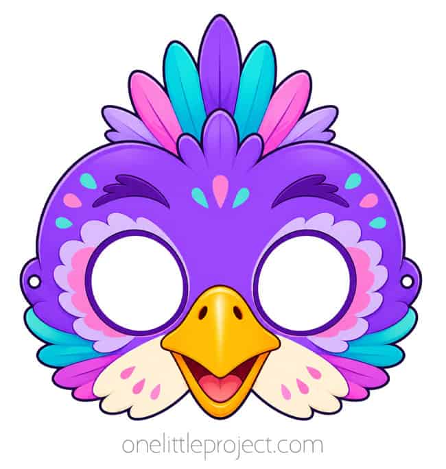 Purple Tropical Bird Mask Purple tropical bird mask printable