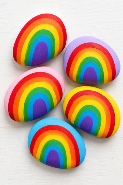 Rock Painting Ideas Rainbow Painted Rocks