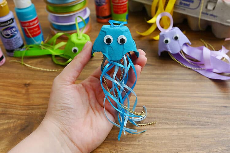 Egg Carton Jellyfish Recycled jellyfish craft