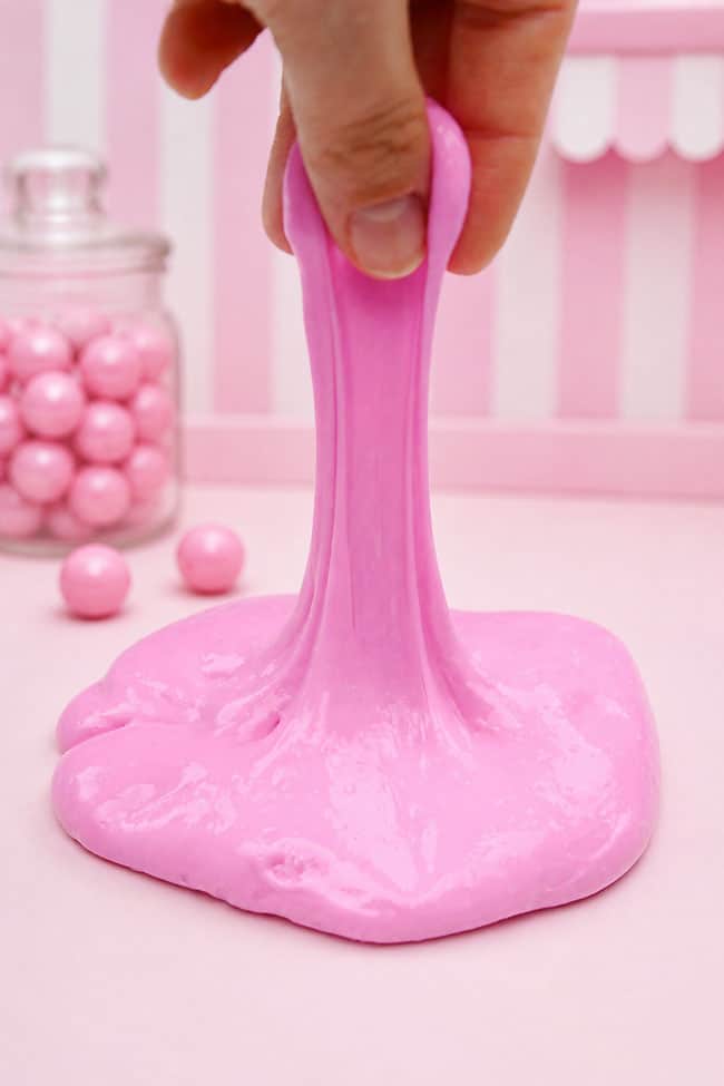 Stretching bubble gum scented slime