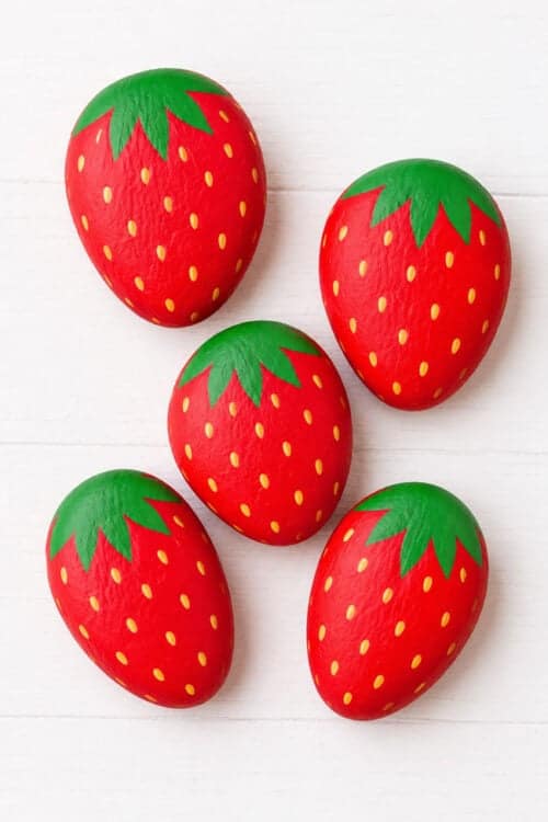 Easy Rock Painting Ideas Strawberry Painted Rocks