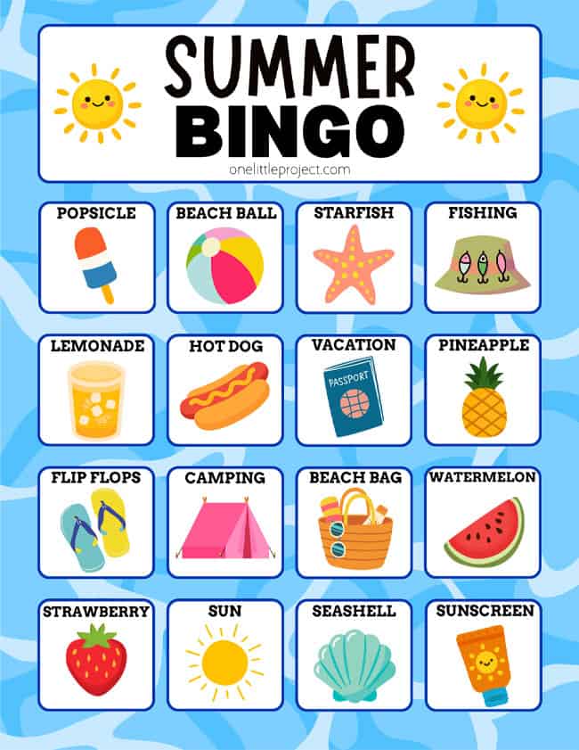 Summer Bingo Cards Colorful bingo cards for summer