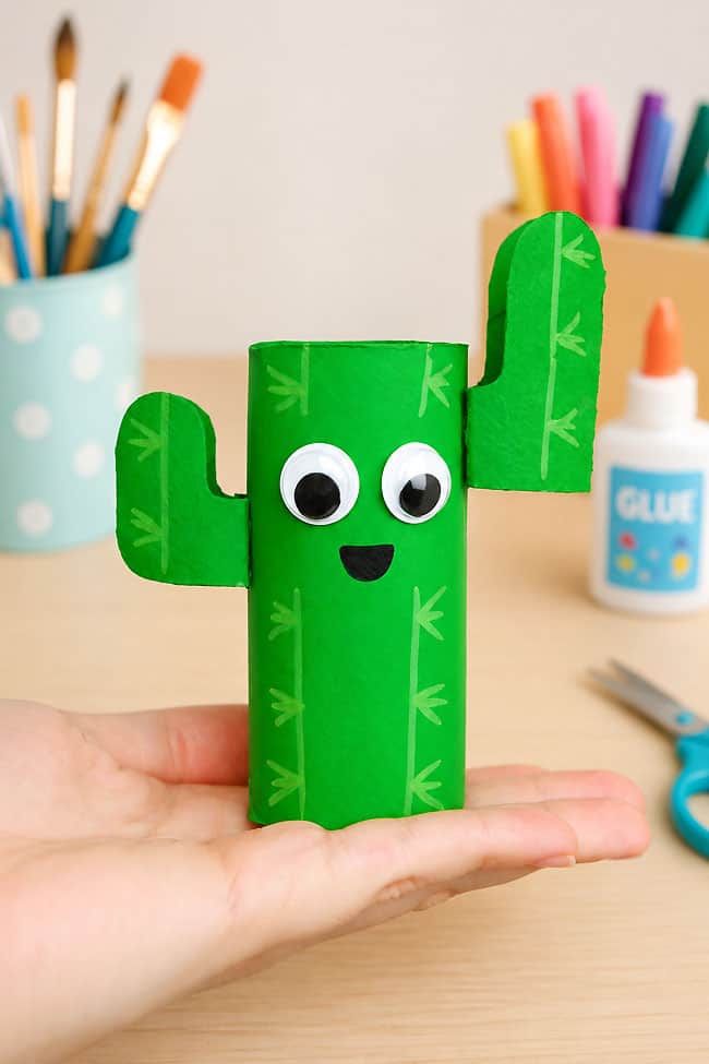 Toilet Paper Roll Cactus Holding a painted toilet paper roll cactus