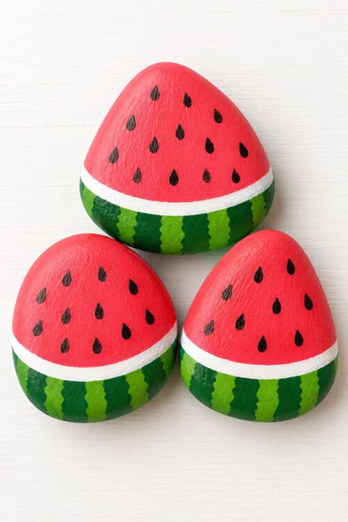 Easy Rock Painting Ideas Watermelon Painted Rocks