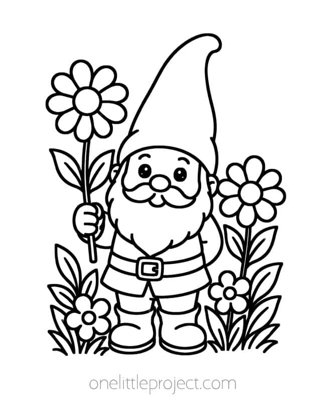August Coloring Pages August Coloring Pages - gnome in the garden