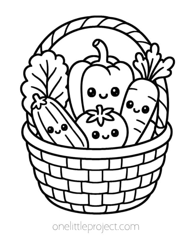 August Coloring Sheets August Coloring Sheets - basket of vegetables
